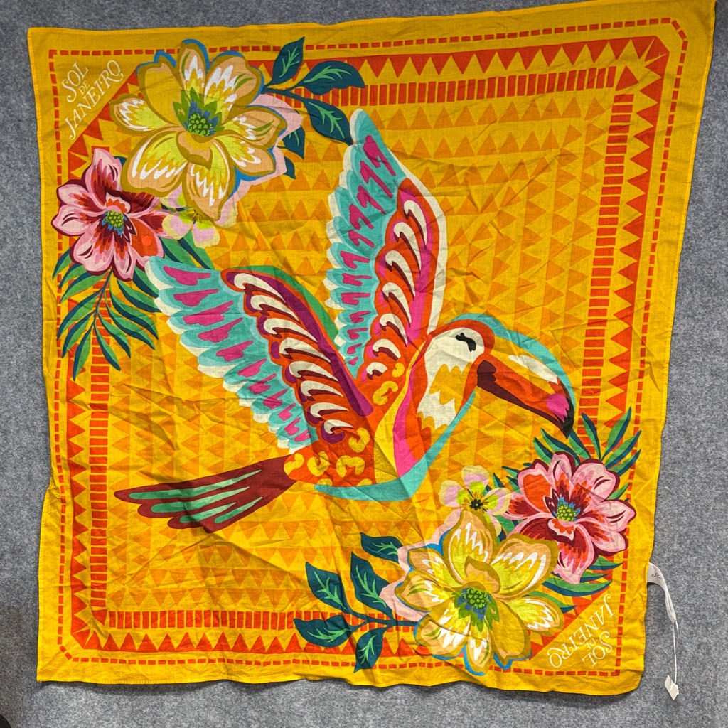 Sol De Janeiro Yellow Tropical Print Scarf Multicolor Accents Limited Edition